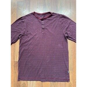 Patagonia Mens Striped Long Sleeve Henley T Shirt Medium Organic Cotton